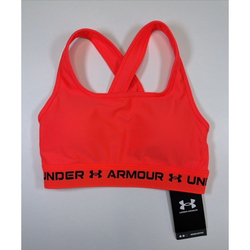 Under Armour UA Sports Bra Womens XS Crossback Activewear Gym NWT Coral Orange